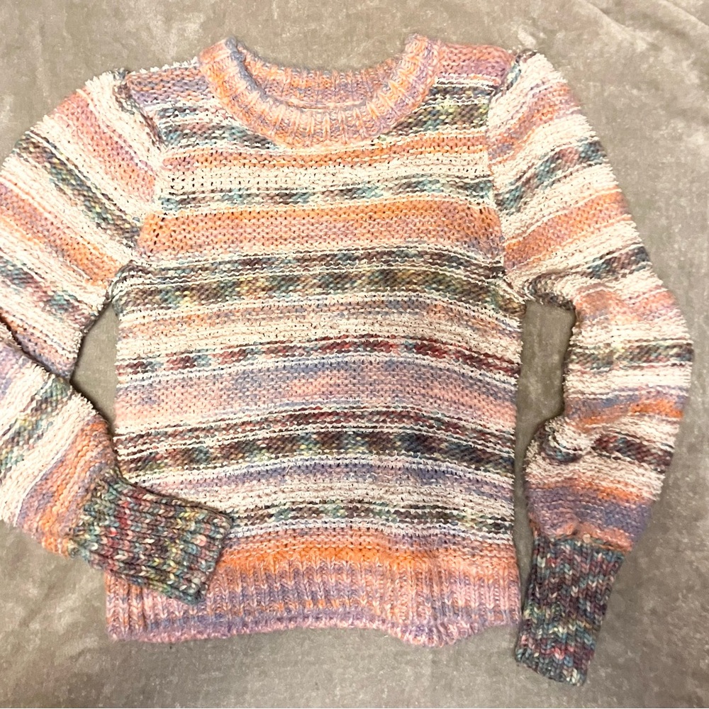 Chunky Sweater M Carol‎ Space Dyed Pullover Pink Rainbow Boho Knit Art Cabin UO